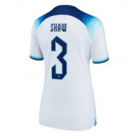 Camisa de Futebol Inglaterra Luke Shaw #3 Equipamento Principal Mulheres Mundo 2022 Manga Curta
